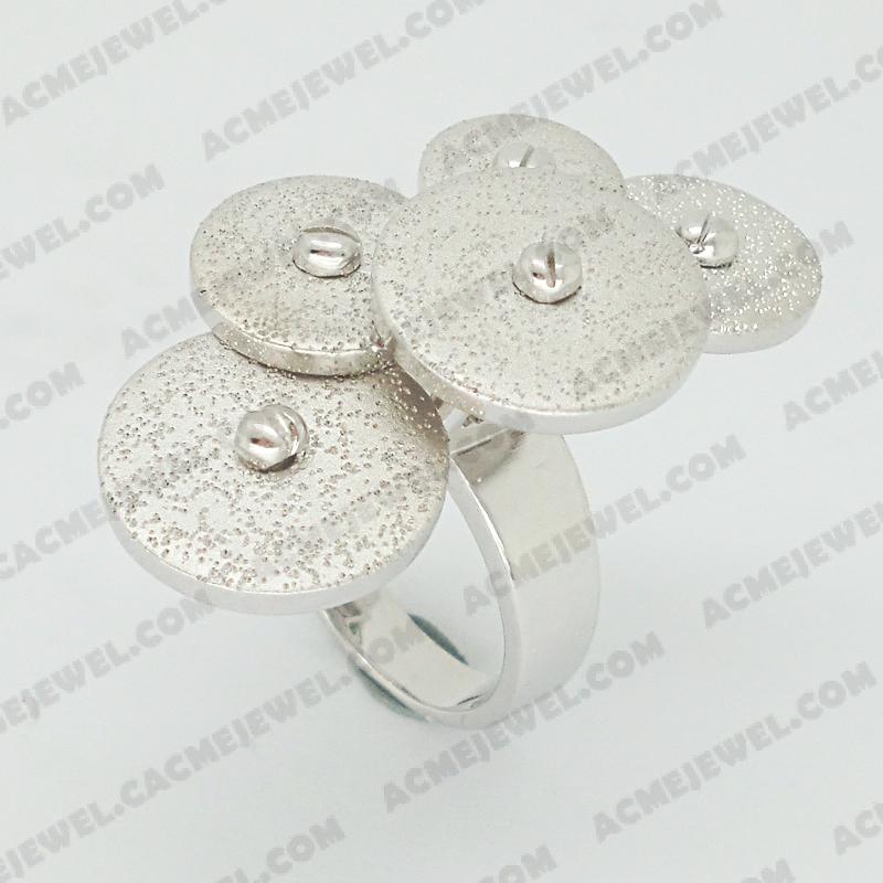 Rings Brass matt / sparkling / shiny 3-tone( matt rhodium  plating / sparkling finishing /rhodium plating)