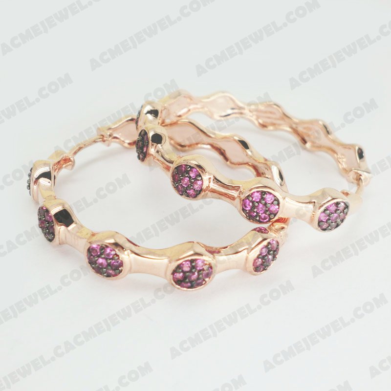 Earrings Brass Shiny Rose gold / Black