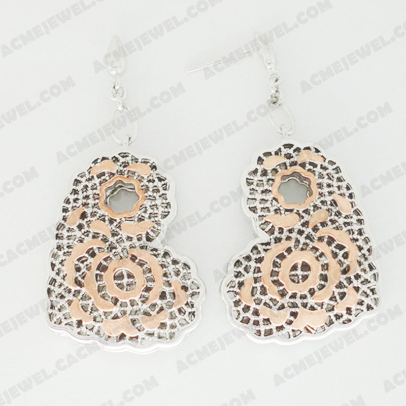 Earrings Brass Sand finishing Rhodium / Rose gold