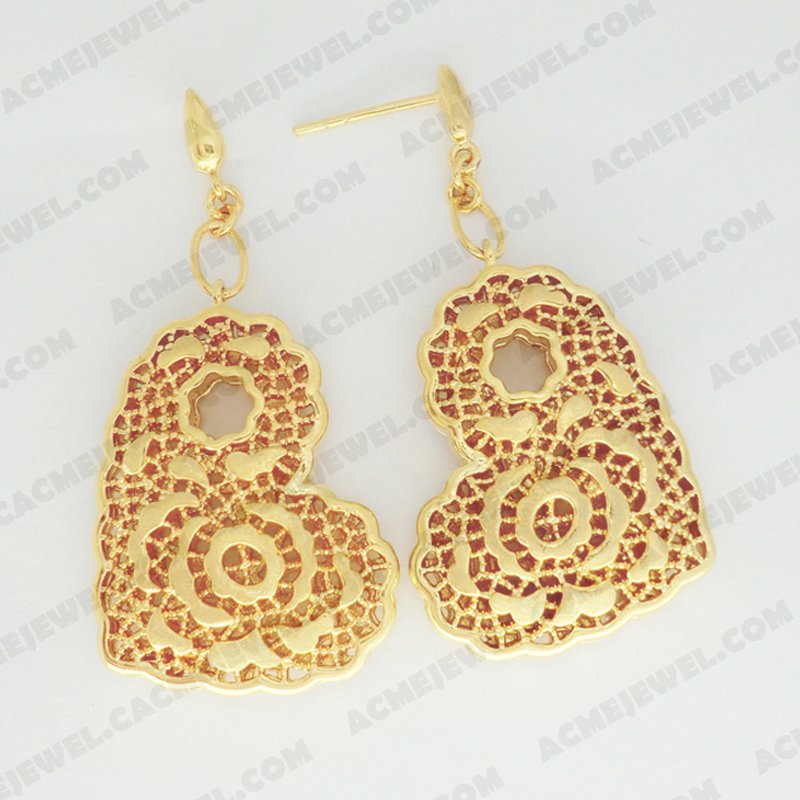 Earrings Brass Sand finishing Gold