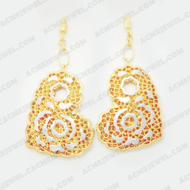 Earrings Brass Sand finishing Rhodium / Gold