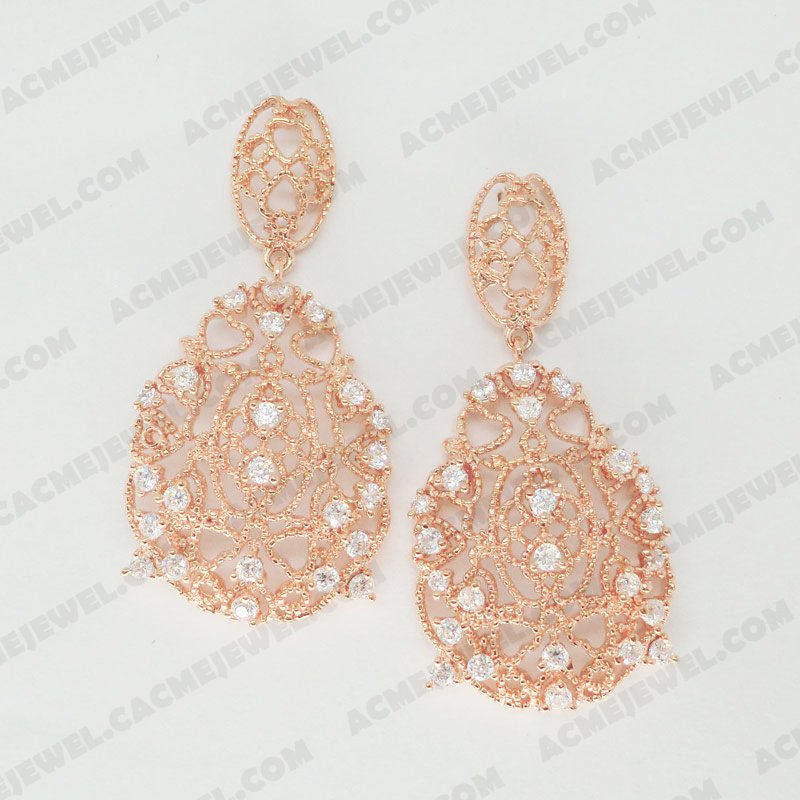 Earrings Brass Shiny Rose gold