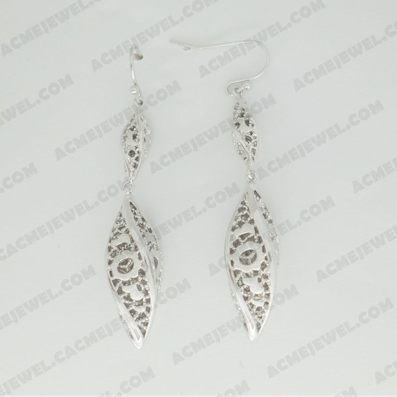Earrings Brass Sand finishing Rhodium