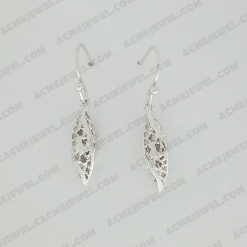 Earrings Brass Sand finishing Rhodium