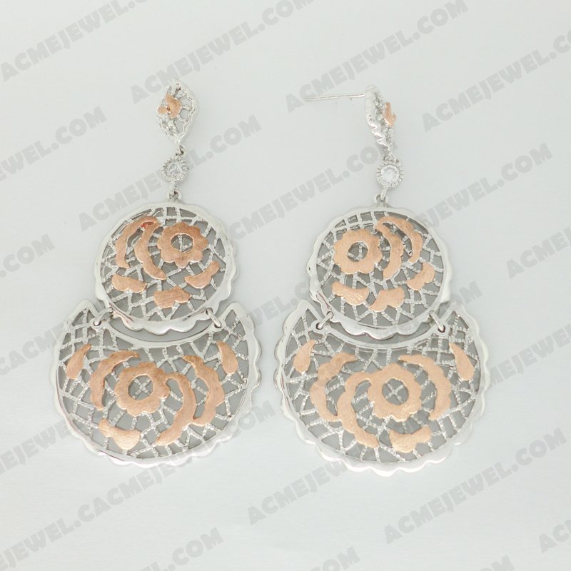 Earrings Brass Sand finishing Rhodium / Rose gold