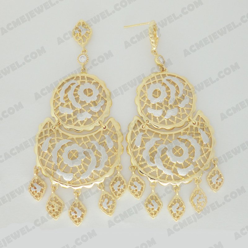 Earrings Brass Sand finishing Rhodium / Gold