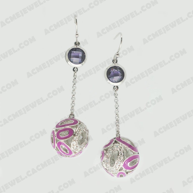 Earrings Brass Epoxy / Shiny Rhodium