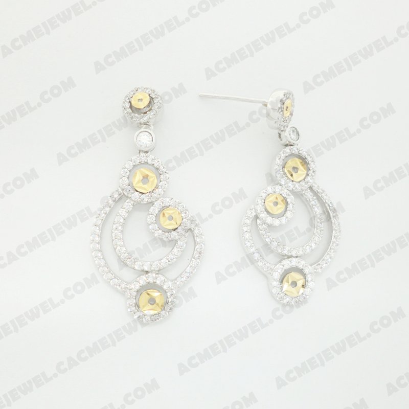 Earrings Brass Pattern Engraving / Shiny Rhodium / Gold
