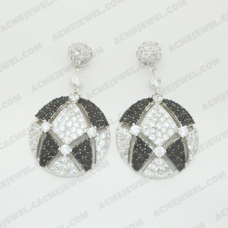 Earrings Brass Shiny Rhodium / Black