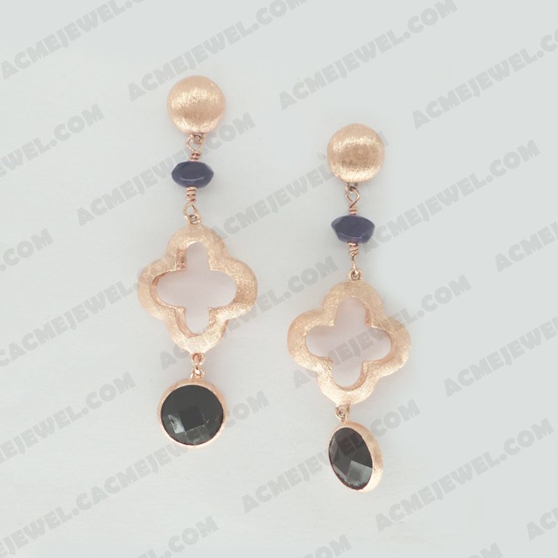 Earrings Brass Brushed finishing Rose gold