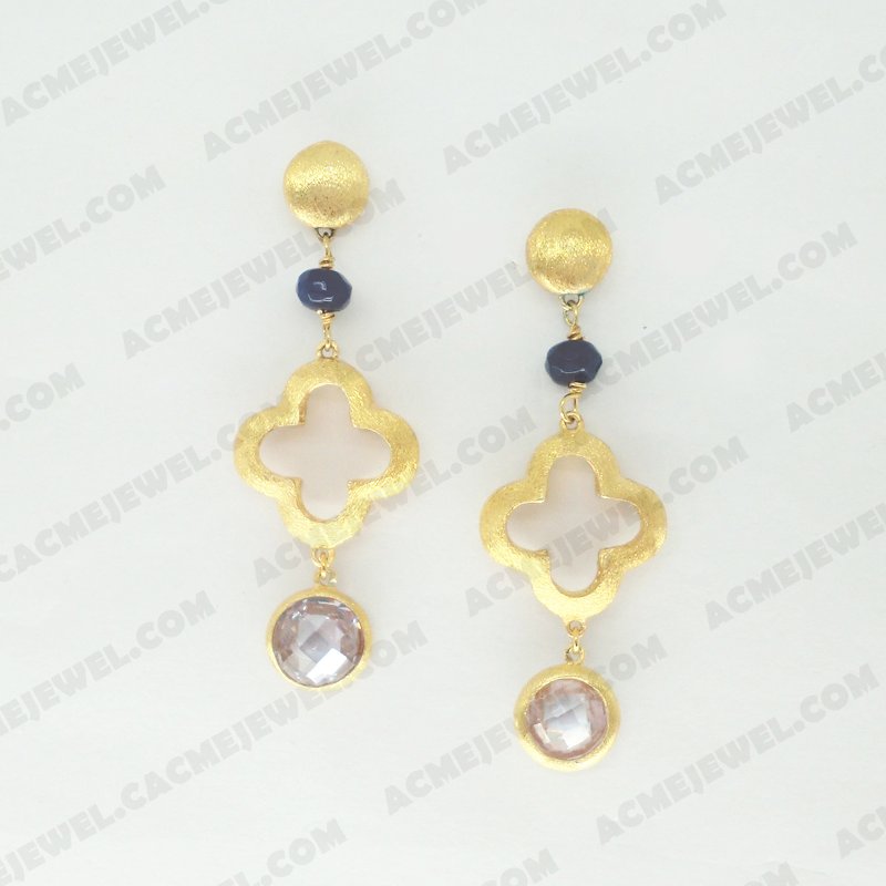 Earrings Brass Brushed finishing Gold