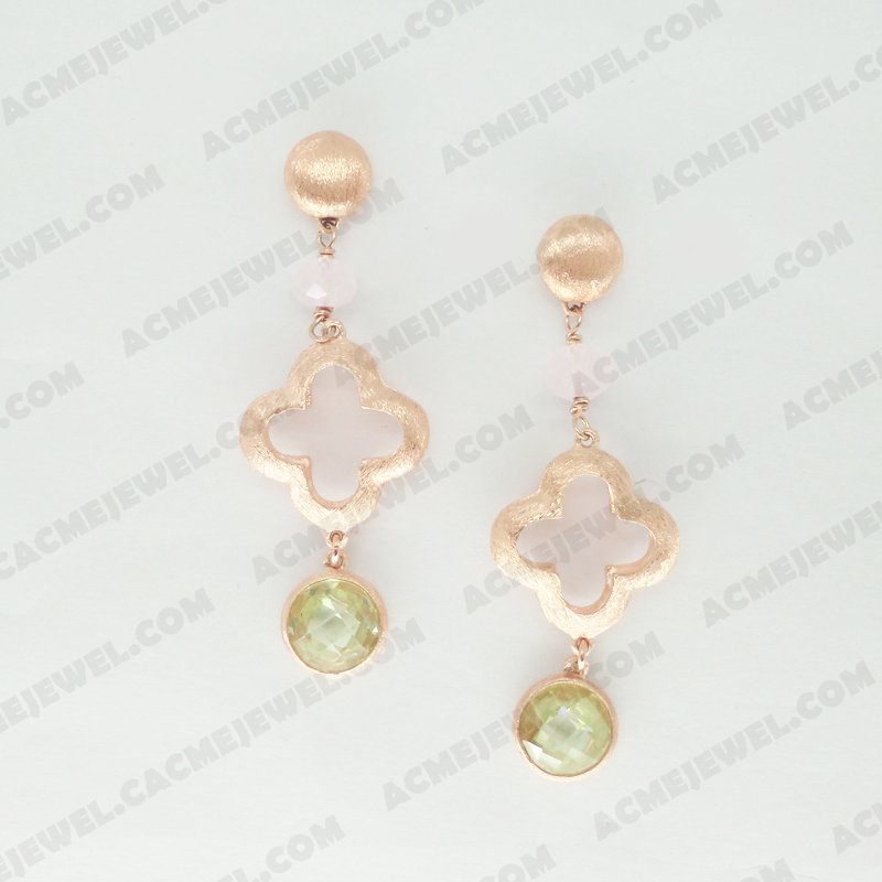 Earrings Brass Brushed finishing Rose gold