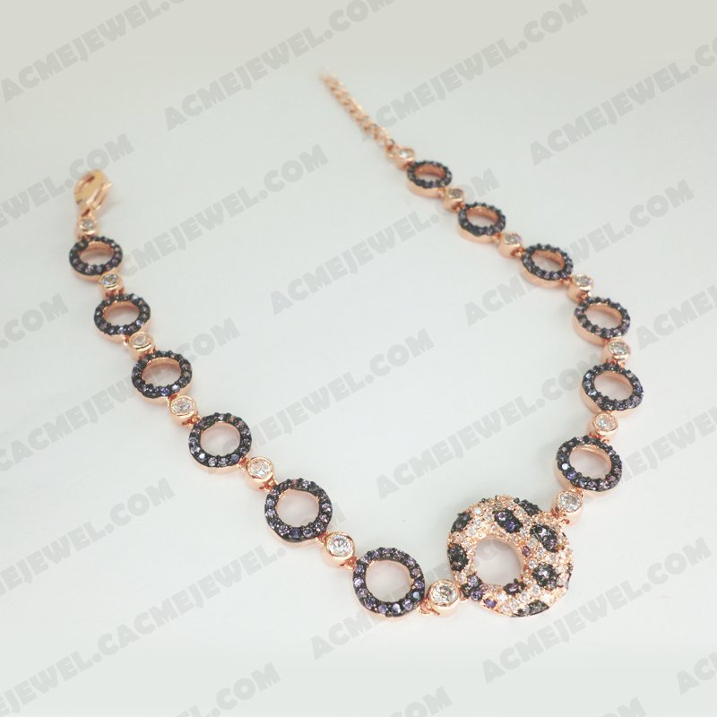 Bracelets & Bangles Brass Shiny Rose gold / Black