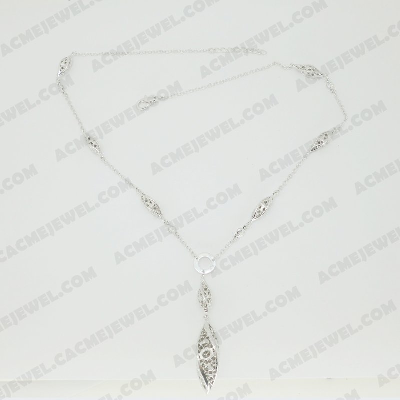 Necklace Brass Sand finishing / Shiny Rhodium