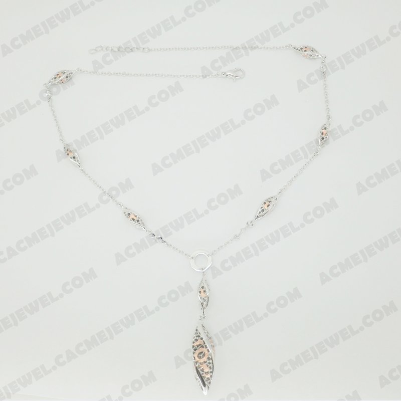 Necklace Brass Sand finishing / Shiny Rhodium / Rose gold