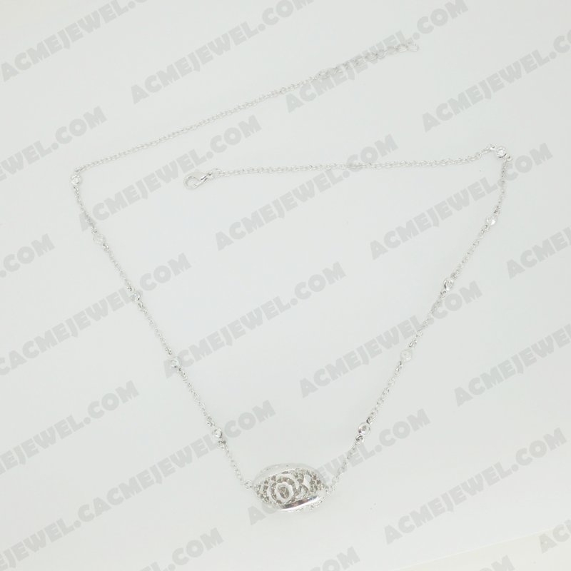 Necklace Brass Sand finishing / Shiny Rhodium