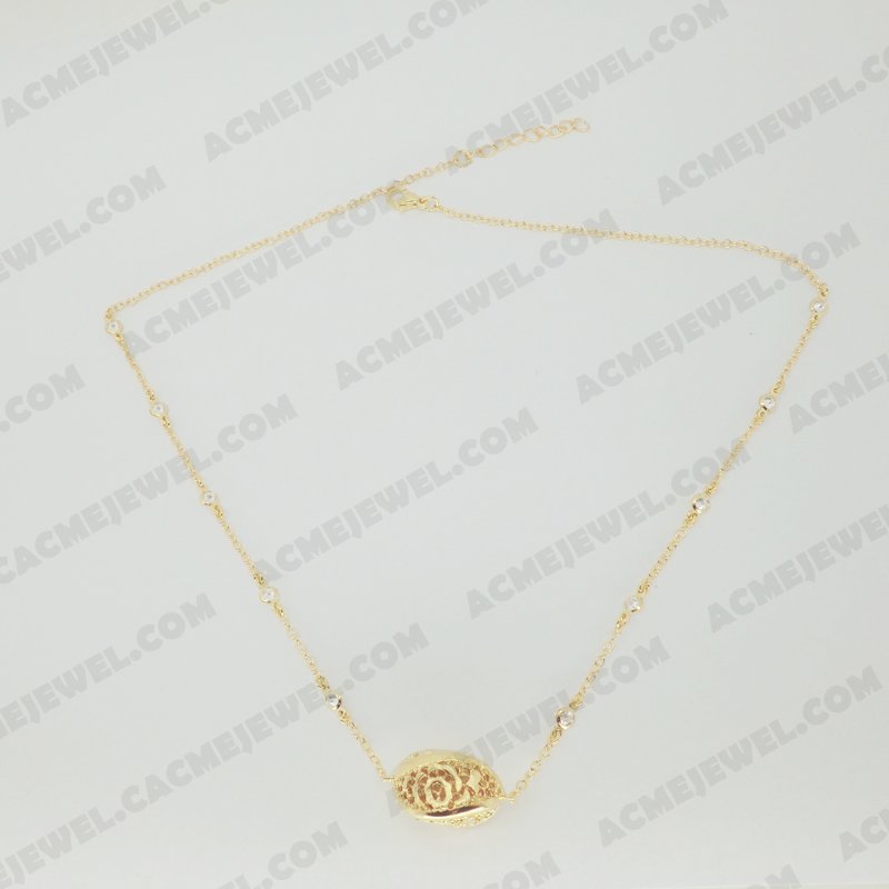 Necklace Brass Sand finishing / Shiny Gold
