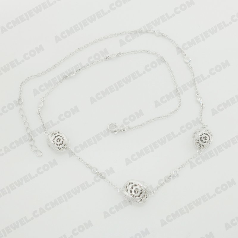 Necklace Brass Sand finishing / Shiny Rhodium