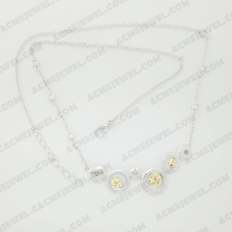 Necklace Brass Pattern engraving / Shiny Rhodium / Gold