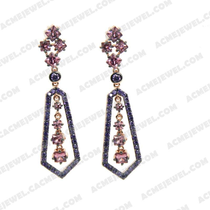 Earrings Silver / Brass  2-tone(rose gold / black rhodium plating)