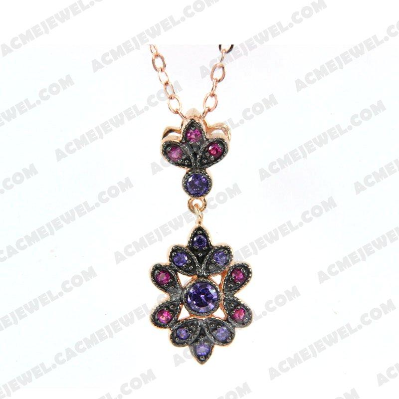 Pendants 925 Sterling Silver 2-tone Rose gold and black rhodium