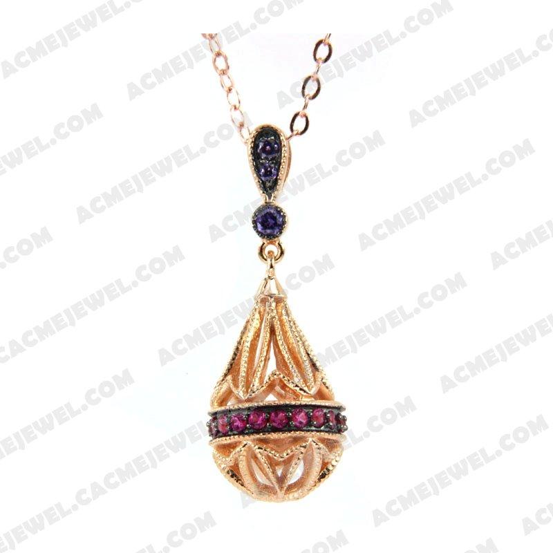 Pendants 925 Sterling Silver 2-tone Rose gold and black rhodium