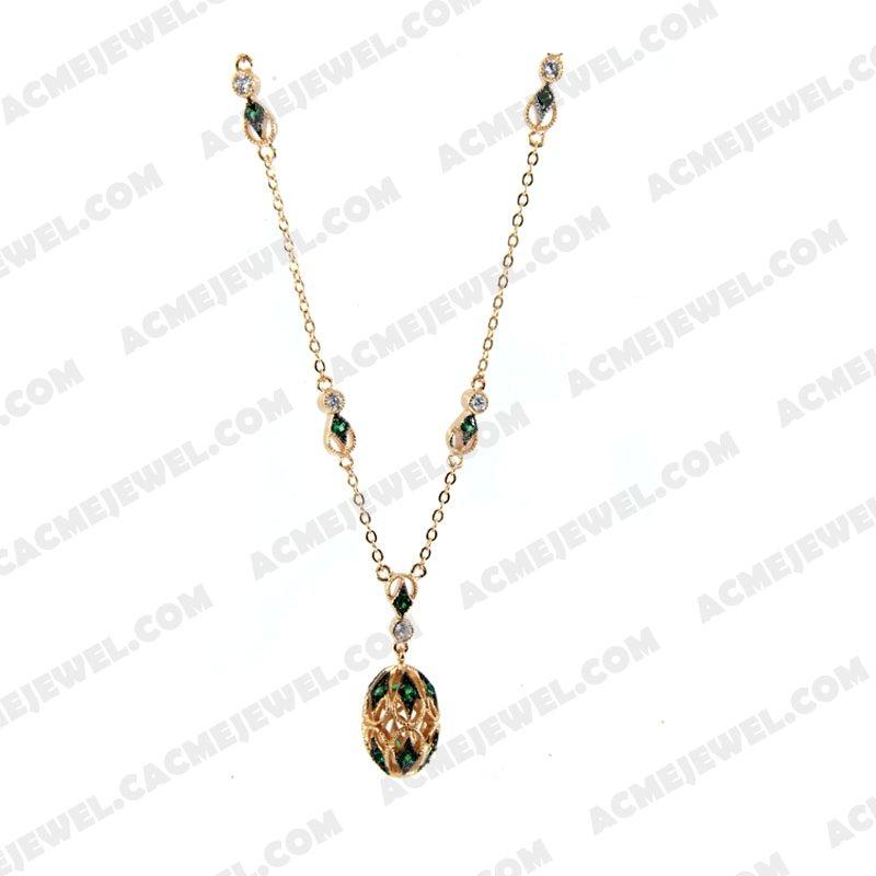 Necklace 925 Sterling Silver 2-tone Rose gold and black rhodium