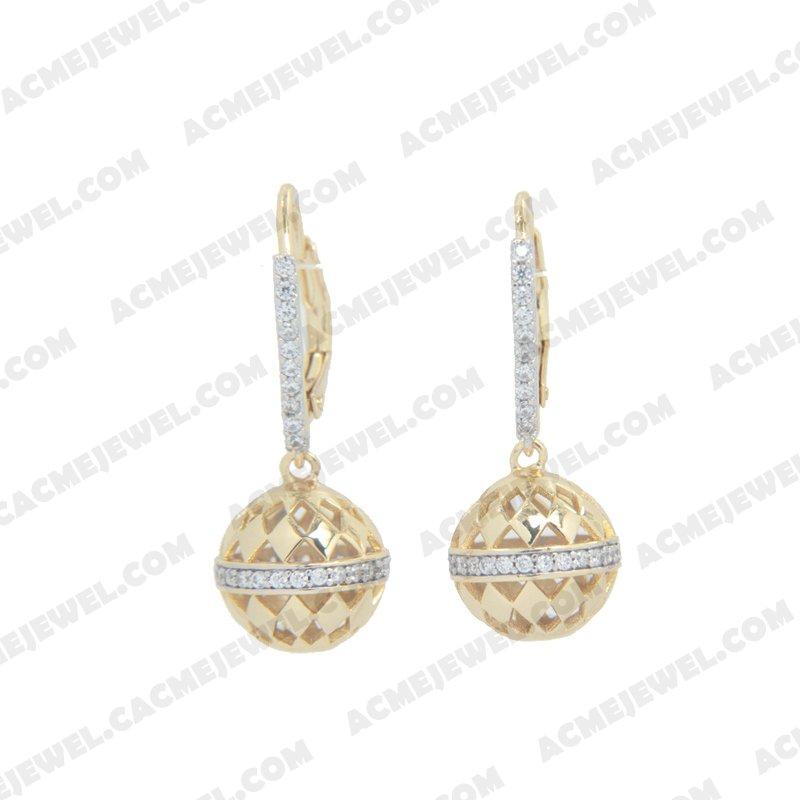 Earrings 925 Sterling Silver 2-tone Rhodium and gold