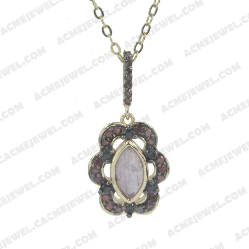 Pendants 925 sterling silver  2-tone Gold and black rhodium
