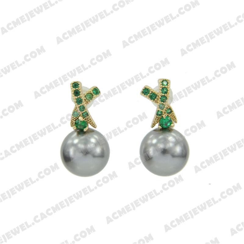 Earrings 925 sterling silver  2-tone Gold and black rhodium