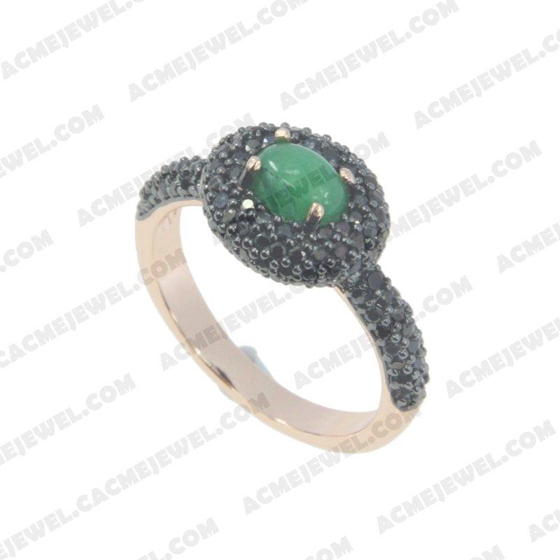 Rings 925 sterling silver  2-tone Rose gold and black rhodium