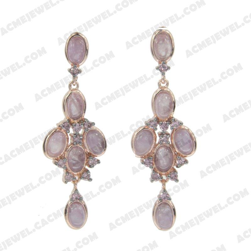Earrings 925 sterling silver  2-tone Rose gold and black rhodium
