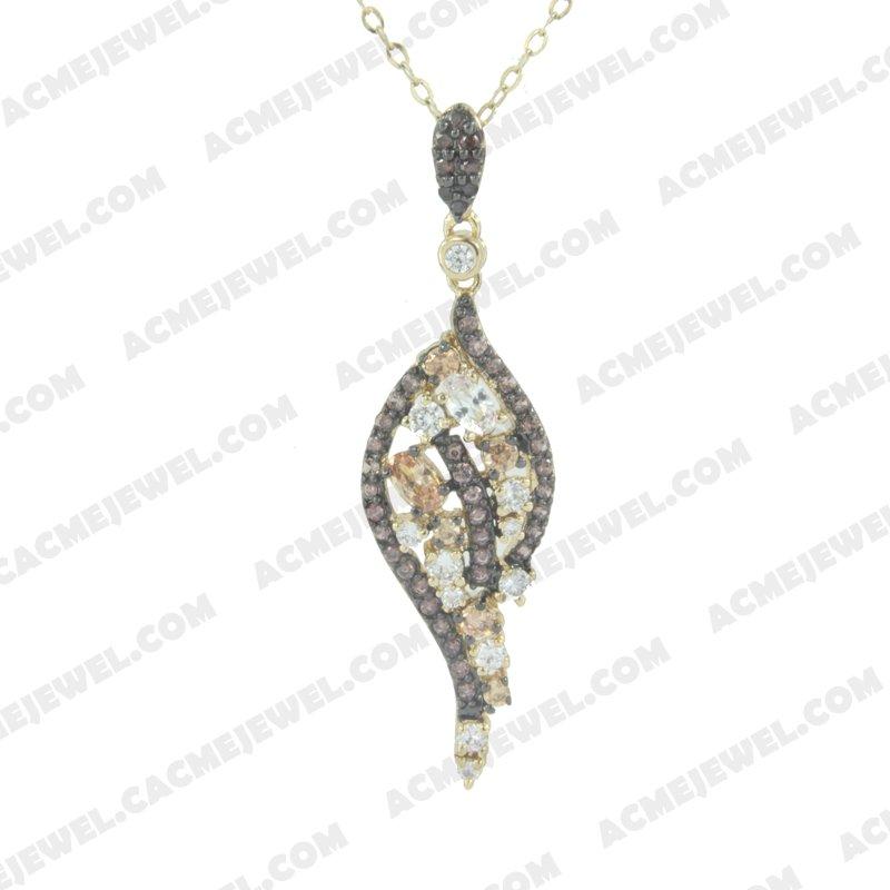 Pendants 925 sterling silver  2-tone Gold and black rhodium