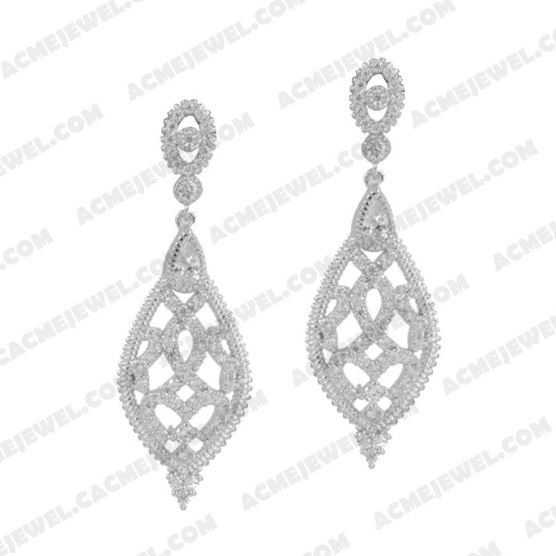 Earrings 925 sterling silver  White Rhodium 