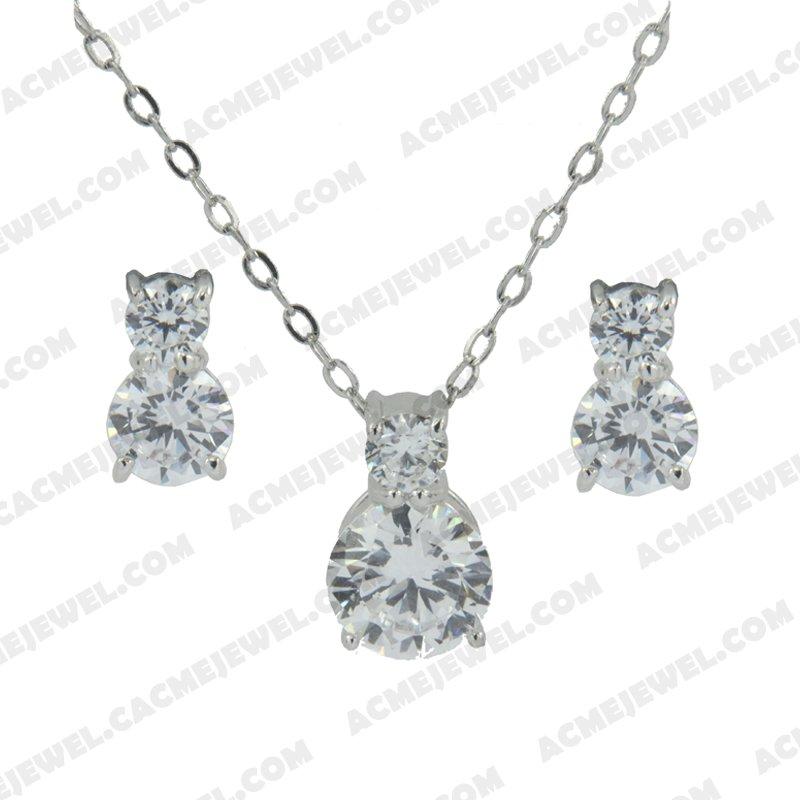 ﻿Jewellery Set 925 sterling silver   Rhodium 