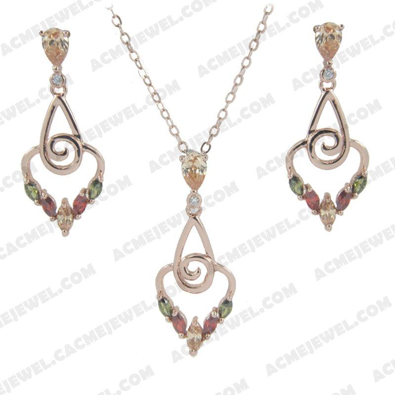 ﻿Jewellery Set 925 Sterling Silver  Rose gold
