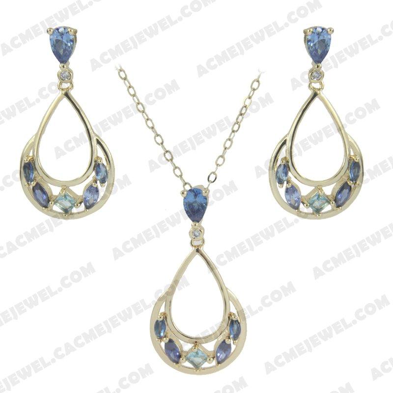 ﻿Jewellery Set 925 Sterling Silver  Gold