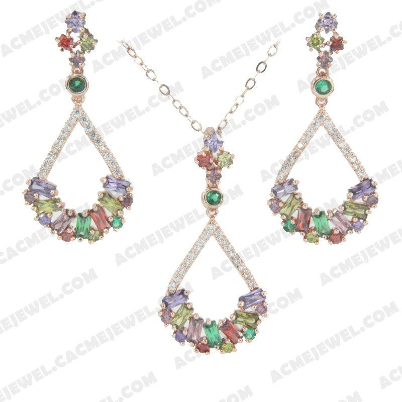 ﻿Jewellery Set 925 Sterling Silver  Rose gold