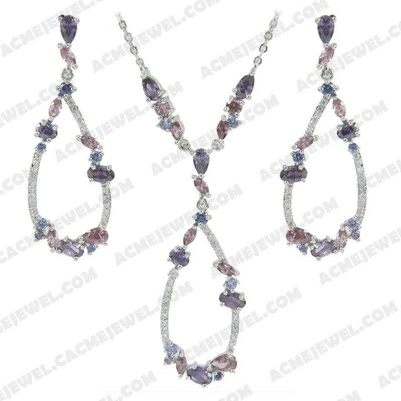 ﻿Jewellery Set 925 sterling silver   Rhodium 