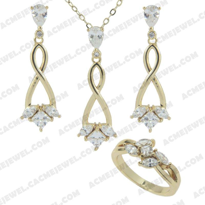 ﻿Jewellery Set 925 sterling silver   Gold 
